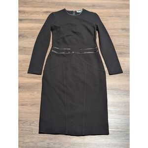 Givenchy Black Long Sleeve Silk Trim Sheath Dress IT 42 US 10 Long Sleeve LBD